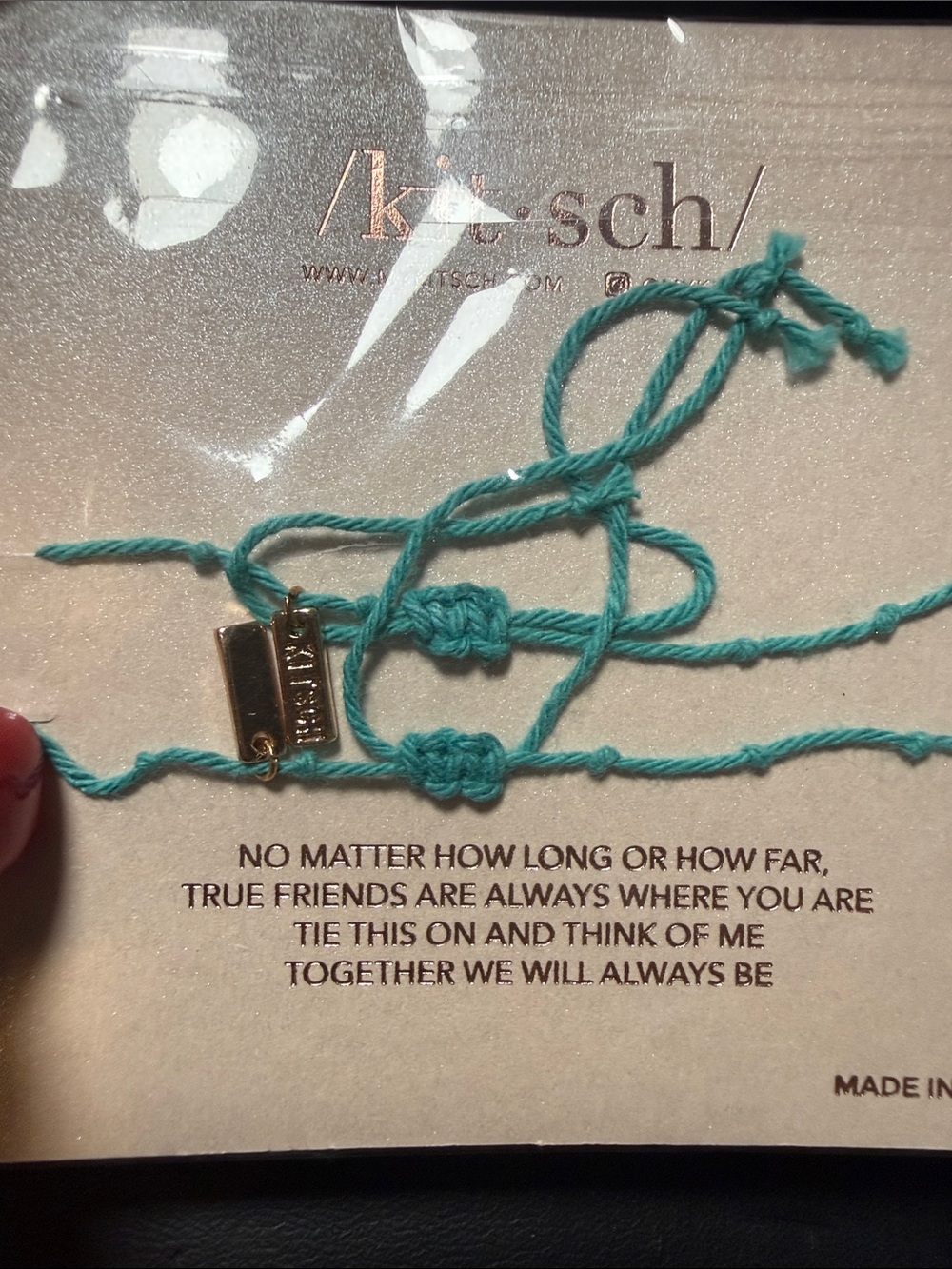 Kitsch Turquoise Cord Bracelet Set with Gold Compass Charms - Picture 3 of 5